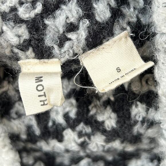 Moth Anthropologie Black White Knit Mock Neck Oversized Sweater S - Picture 5 of 7